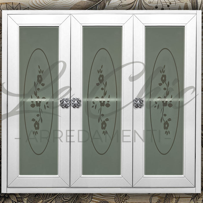 Pensile finitura bianco shabby chic a 3 ante