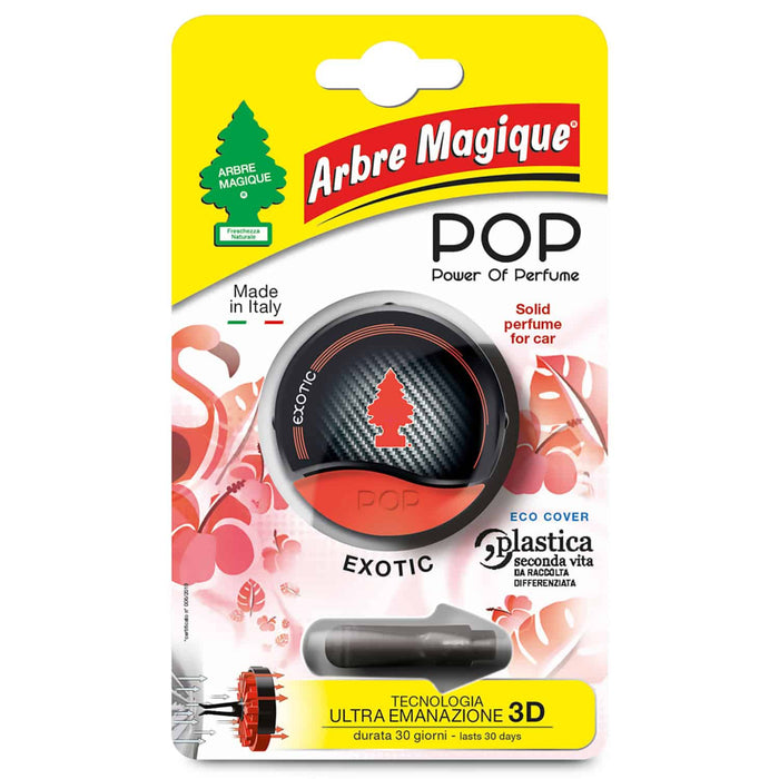 POP Profumatore Auto Solido, Durata Fino a 30 Giorni,Italiano, 1 Pezzo, Exotic, Arbre Magique