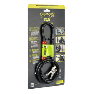 Bullock Dual Cavo Antifurto per Veicoli a Due Ruote, Chiusura Regolabile, Doppio Blocco, Adatto a Moto, Scooter e Bici