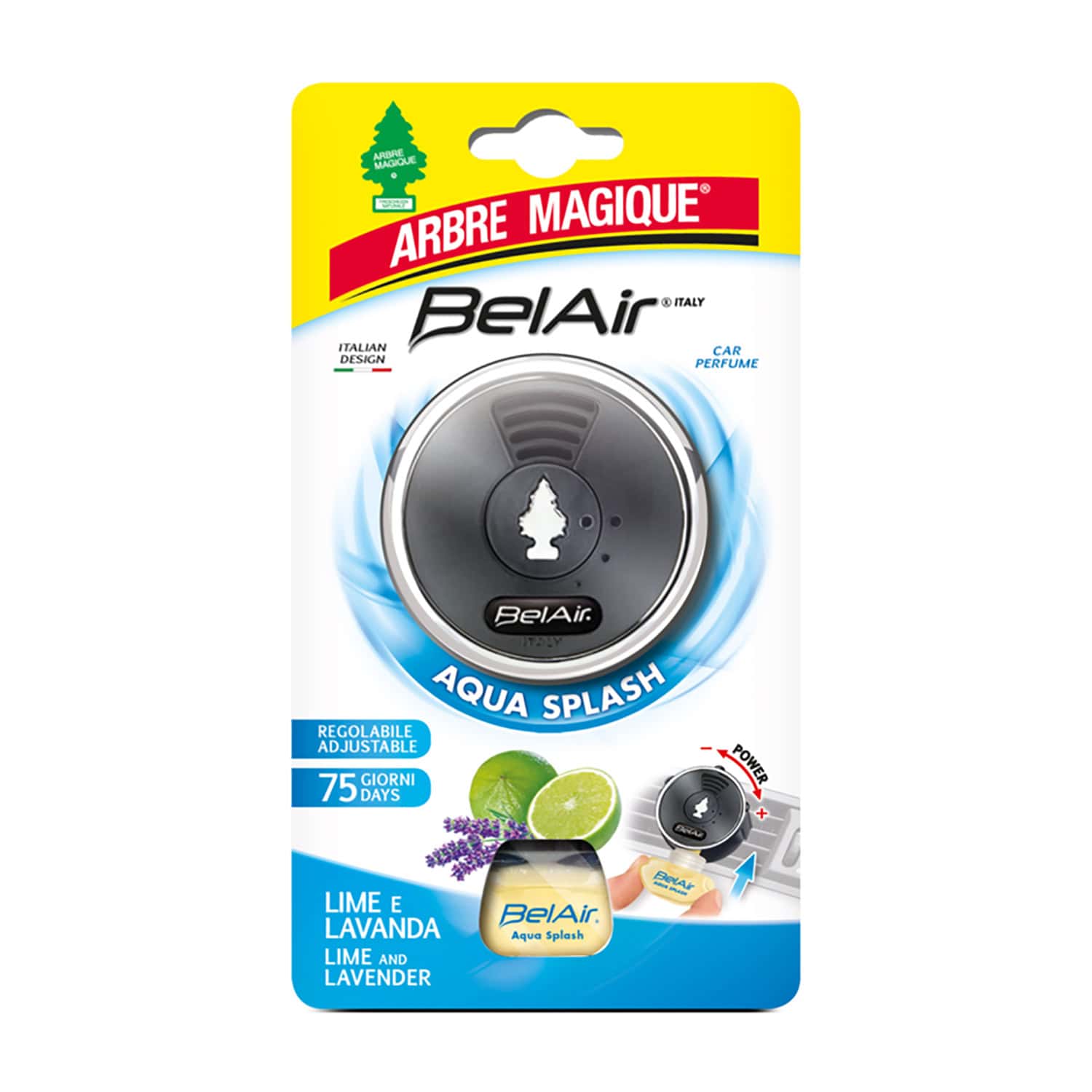 Belair Giugiaro Easy, Deodorante Auto, Emanatore Liquido, Lunga Durata, Made in Italy, Aqua Splash, Arbre Magique