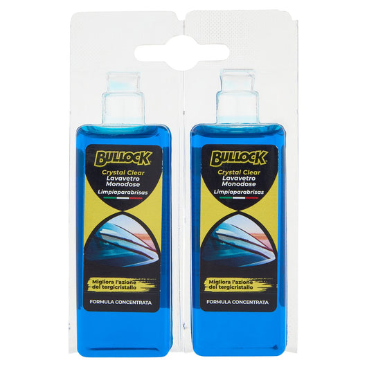 Bullock Car Care Lavavetro Estivo in Fiala, Formula Concentrata, Migliora l’Azione del Tergicristallo, Ripristina la Visibilità, 50+50ml