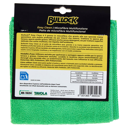 Bullock Car Care Easy Clean Panno in Microfibra Multifunzione, Doppia Efficacia Umido Asciutto, Per Interni ed Esterni, Riutilizzabile Infinite Volte