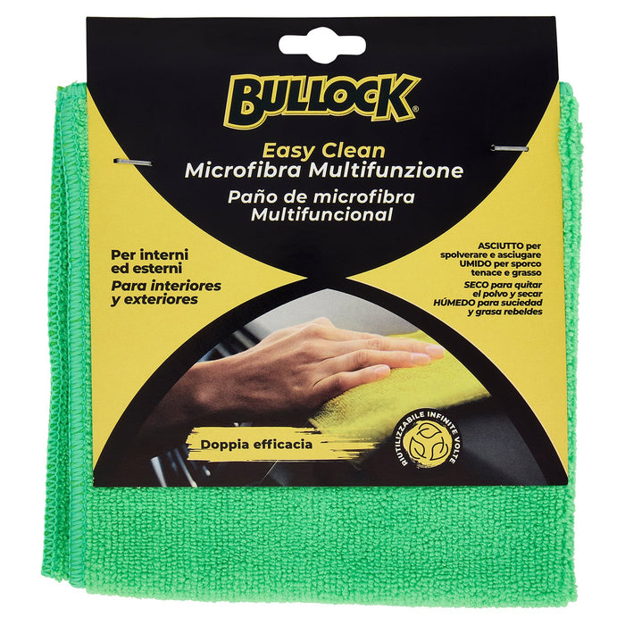 Bullock Car Care Easy Clean Panno in Microfibra Multifunzione, Doppia Efficacia Umido Asciutto, Per Interni ed Esterni, Riutilizzabile Infinite Volte