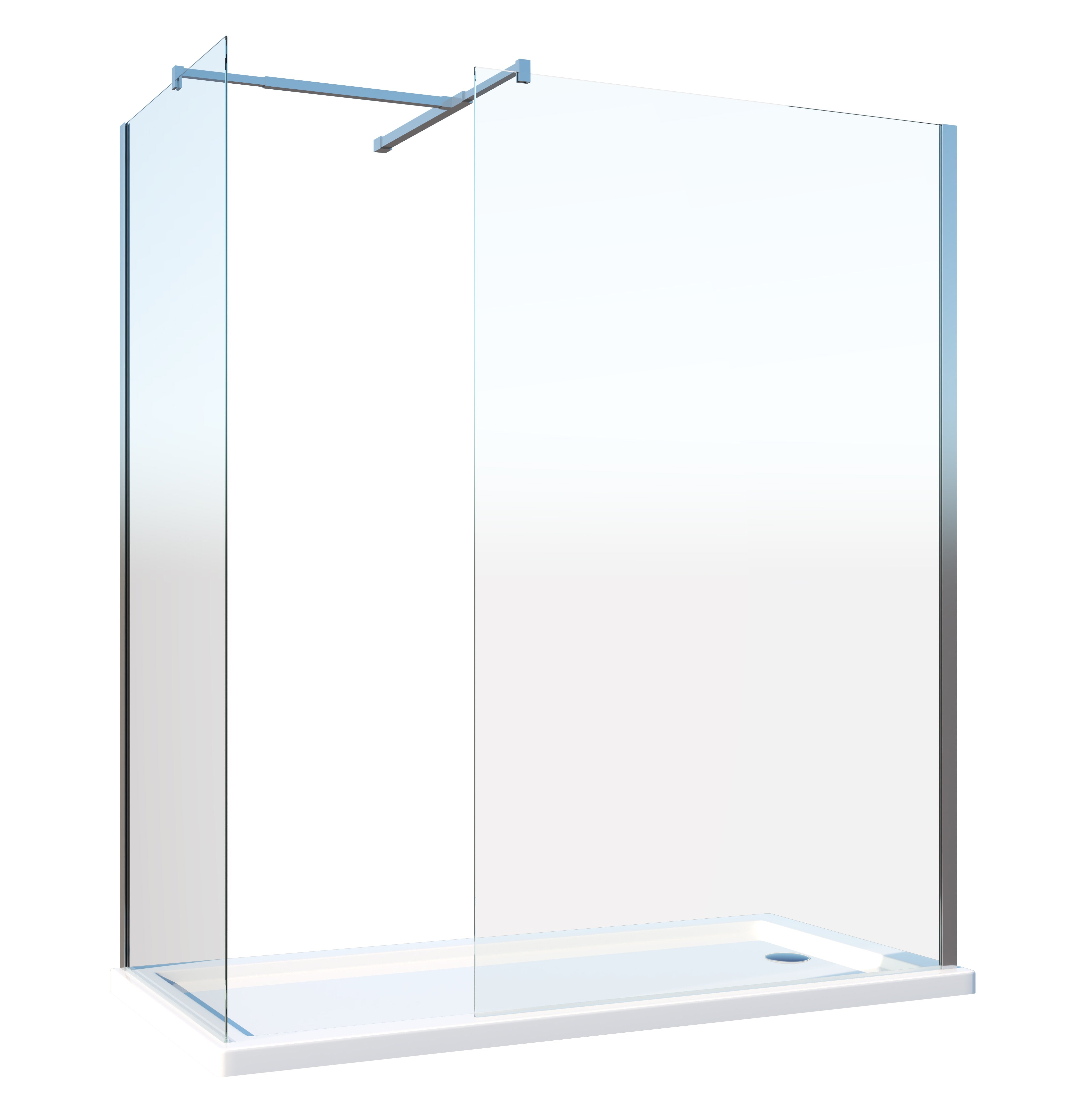 Doppia Parete Doccia Walk-in Con Braccio Di Sostegno Superiore a T Vetro 8 mm Reversibile 68-70 x 73-75 H 200 cm