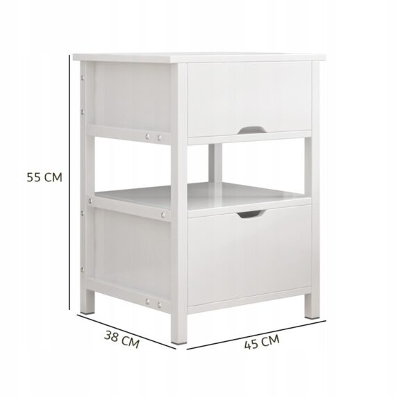 Comodino Bianco 45x38x55 cm Moderno e Funzionale