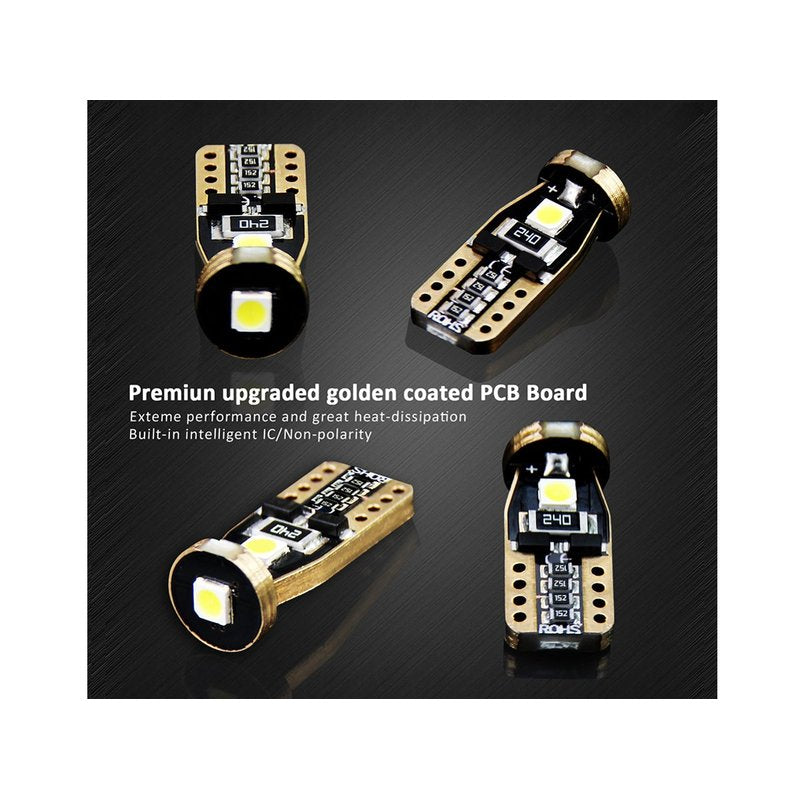 10x Lampade LED T10 W5W Canbus 12V Bianco 6000K con Leva Smontaggio Antigraffio