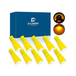 10 Lampadine Led T5 12V W1,2W Colore Giallo Arancione Con Smd 5050 Luci Cruscotto