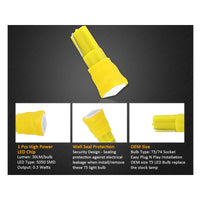 10 Lampadine Led T5 12V W1,2W Colore Giallo Arancione Con Smd 5050 Luci Cruscotto