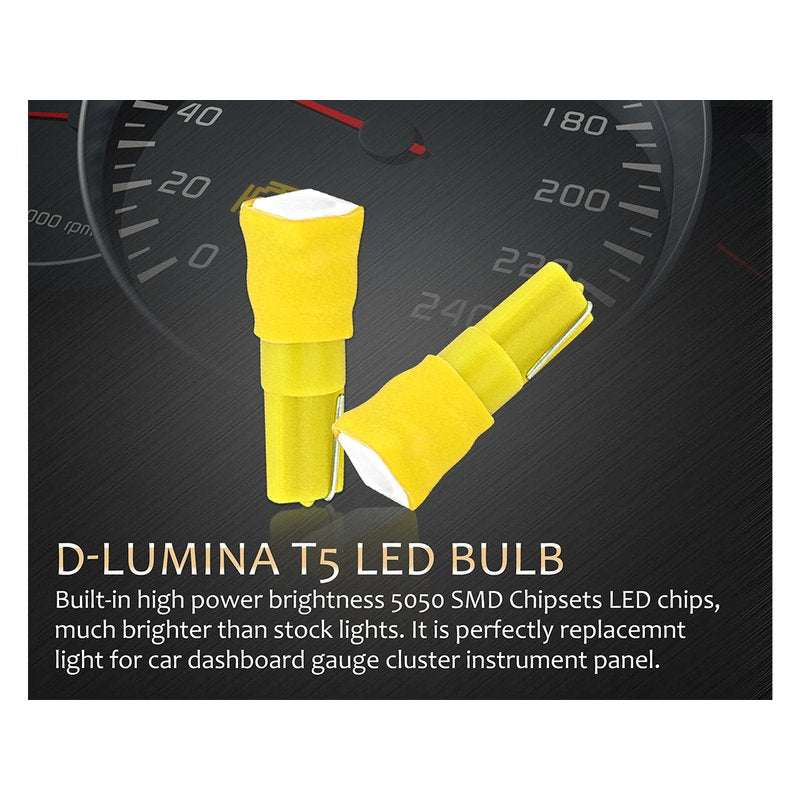 10 Lampadine Led T5 12V W1,2W Colore Giallo Arancione Con Smd 5050 Luci Cruscotto