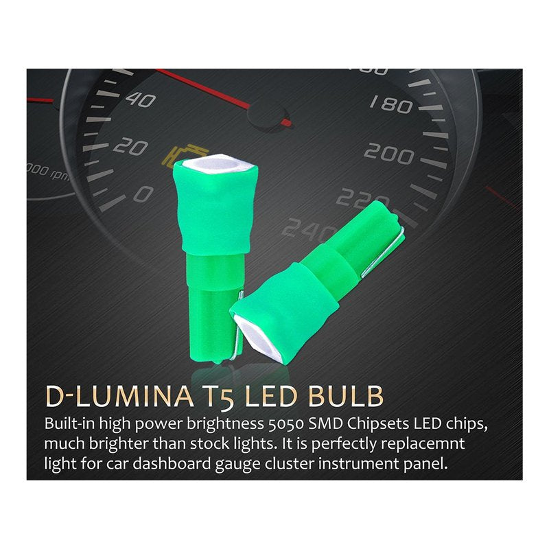 10x Lampadine LED T5 12V W1.2W Verde Cruscotto Auto Moto 1 SMD 5050