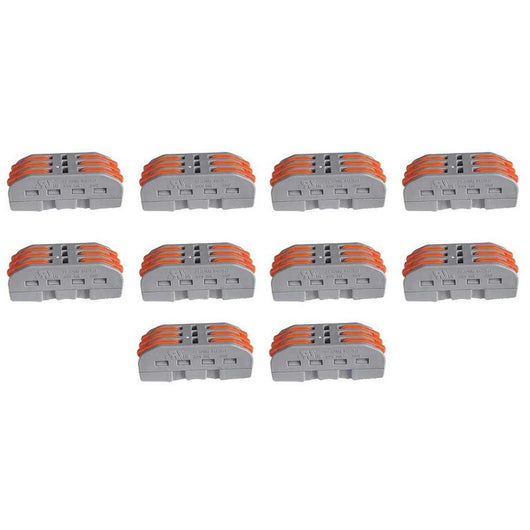 10 Morsetti Elettrici Rapidi 3P con Leva Connettori Compatti per Fili Elettrici