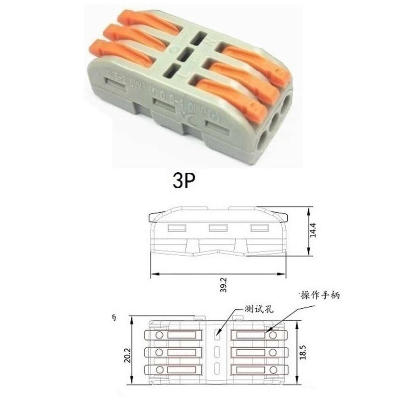 10 Morsetti Elettrici Rapidi 3P con Leva Connettori Compatti per Fili Elettrici