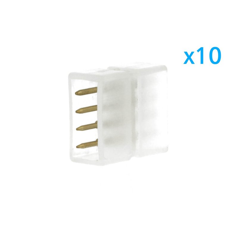 10 PZ Connettore Da 4 Pin RGB Passo 13,5mm Per Unire e Allungare Bobina Led RGB 220V