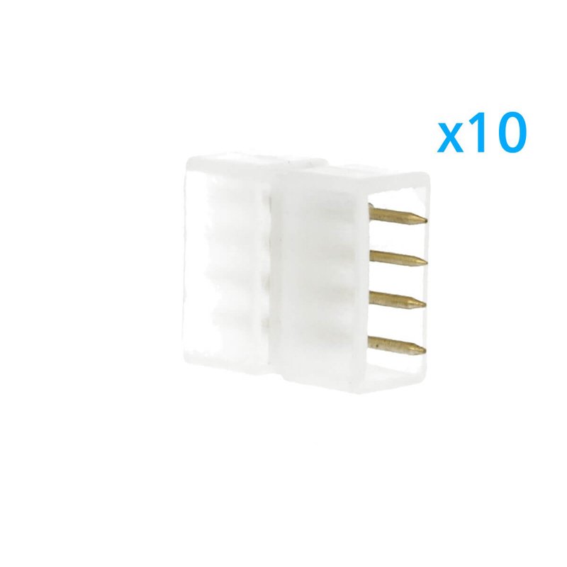 10 PZ Connettore Da 4 Pin RGB Passo 13,5mm Per Unire e Allungare Bobina Led RGB 220V