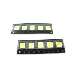 10 PZ Led SMD 5050 PLCC-6 Bianco Freddo 6000K 18 Lm 3V 0,2W 3 Chips