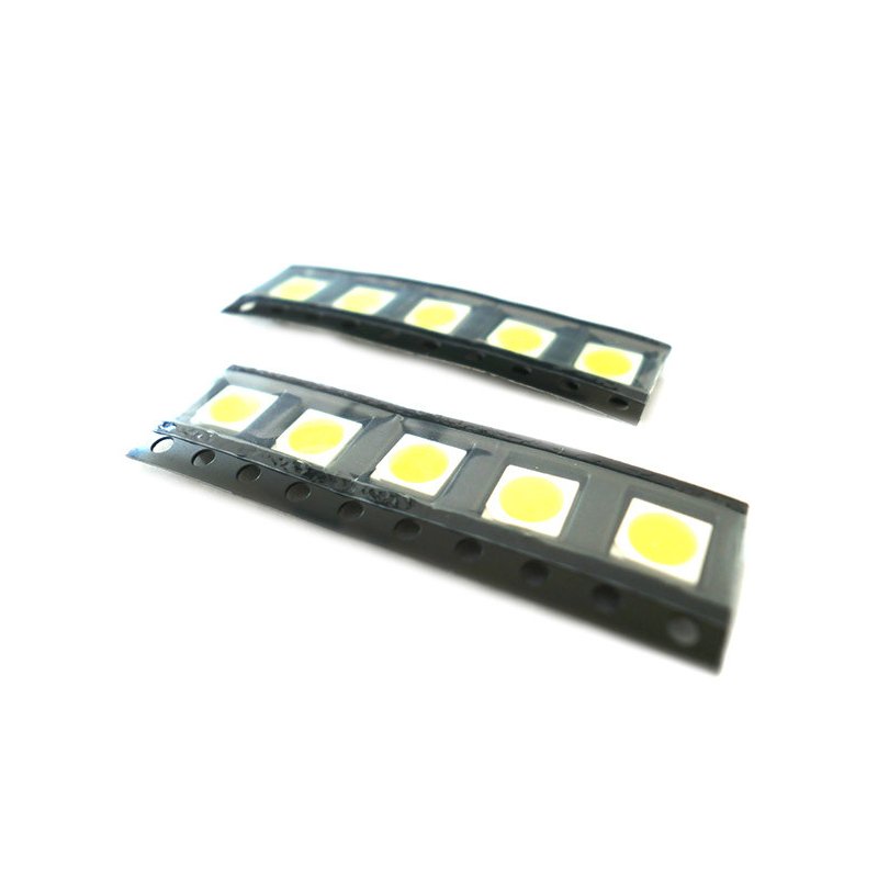 10 PZ Led SMD 5050 PLCC-6 Bianco Freddo 6000K 18 Lm 3V 0,2W 3 Chips