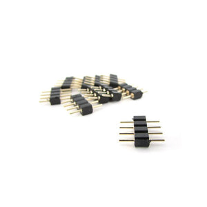 10 PZ Spina Maschio 4 Pin Nera per Connessione Striscia Led RGB Controller