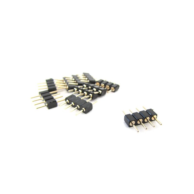 10 PZ Spina Maschio 4 Pin Nera per Connessione Striscia Led RGB Controller