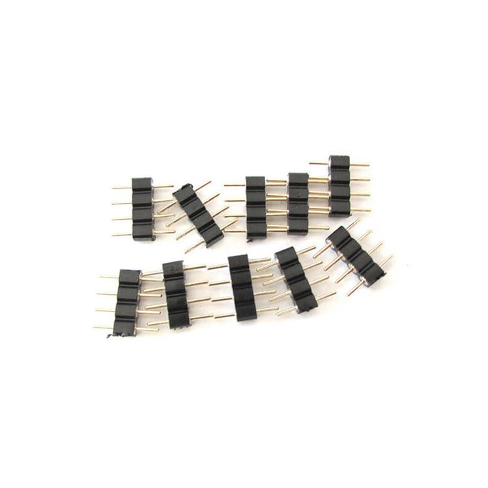 10 PZ Spina Maschio 4 Pin Nera per Connessione Striscia Led RGB Controller