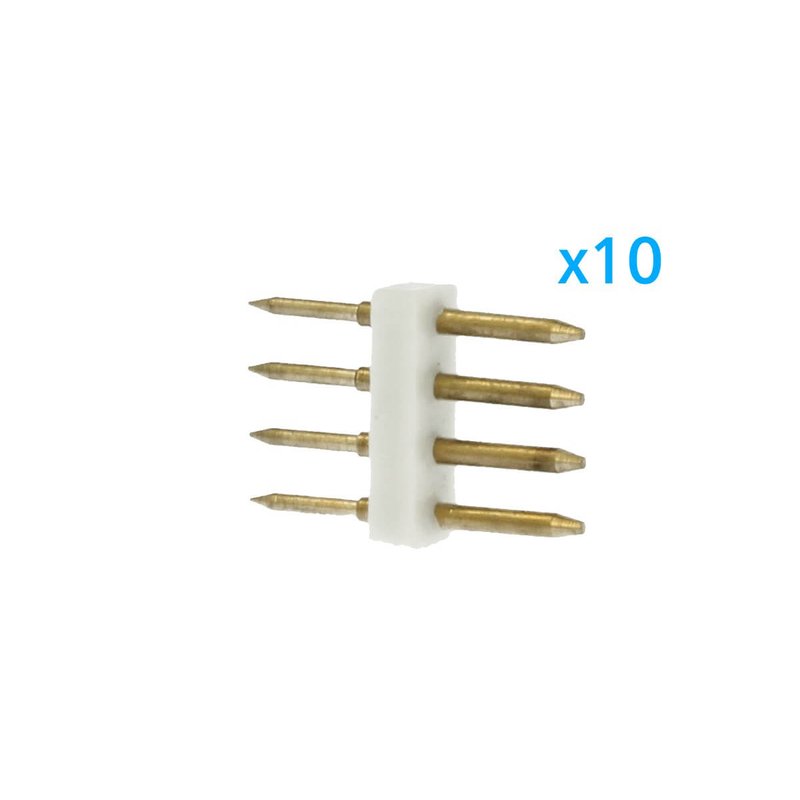 x10 Spina 4 Pin RGB Passo 12mm per Collegamento Bobina Led RGB 220V con Alimentatore