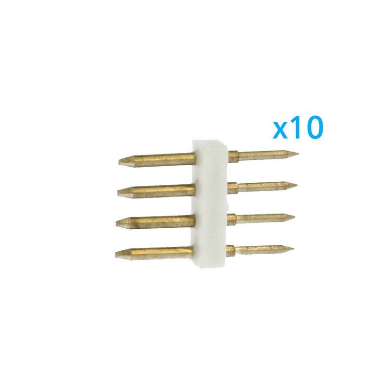 x10 Spina 4 Pin RGB Passo 12mm per Collegamento Bobina Led RGB 220V con Alimentatore
