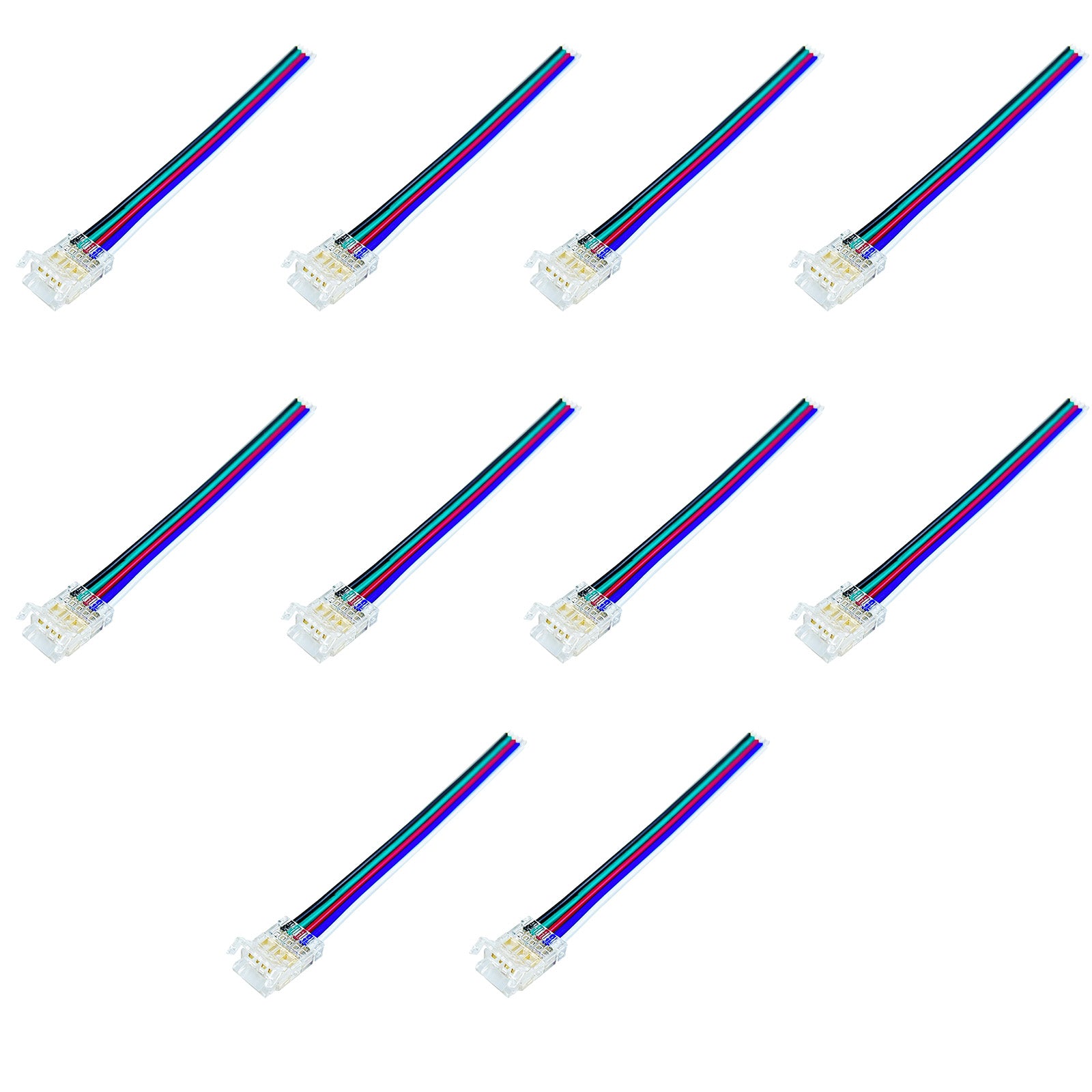 10 Pezzi Connettore Trasparente Invisibile 10mm RGB 4 PIN per Strisce LED COB