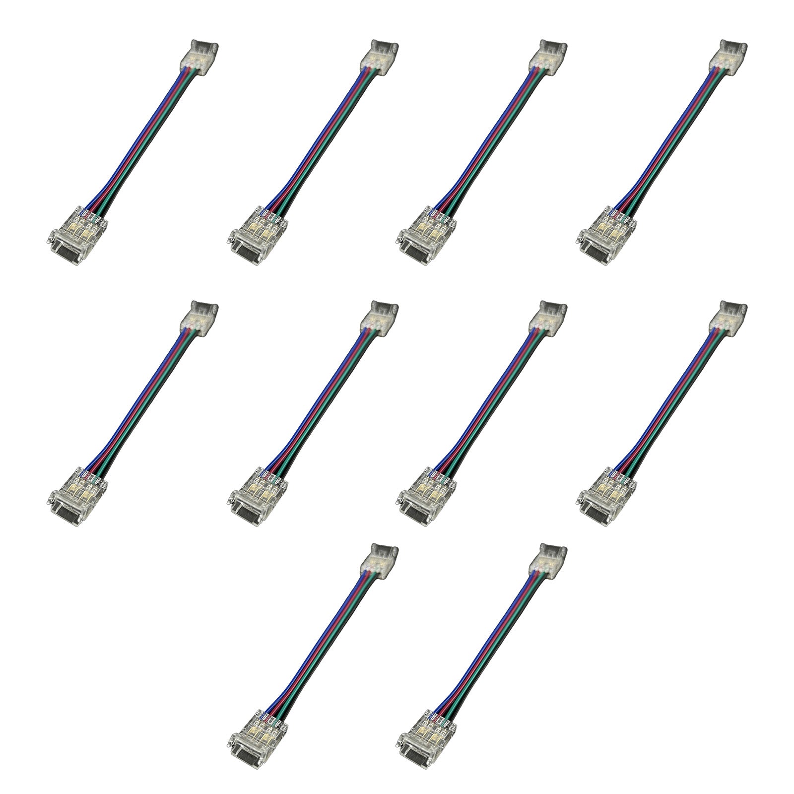 10 Pezzi Connettore Trasparente Invisibile 10mm RGB 4 PIN per Collegare Strisce LED