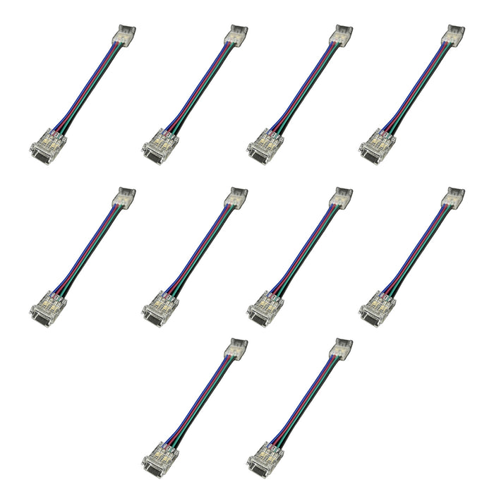 10 Pezzi Connettore Trasparente Invisibile 10mm RGB 4 PIN per Collegare Strisce LED