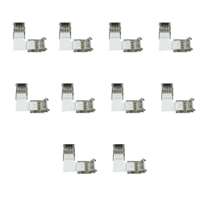 10 Pezzi Connettore Trasparente 10mm RGB Angolare 90° 2 PIN per Unire 2 Strisce LED