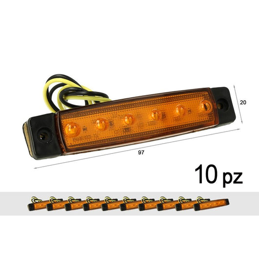 10 Pezzi Fanali Laterali LED 12V 24V Arancione Luce Ingombro Cortesia Camper Furgone