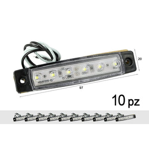 10 Pezzi Fanali Laterali LED 12V 24V Bianco Freddo Luce Cortesia Targa Camper