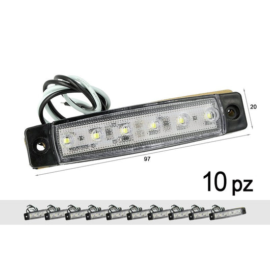 10 Pezzi Fanali Laterali LED 12V 24V Bianco Freddo Luce Cortesia Targa Camper