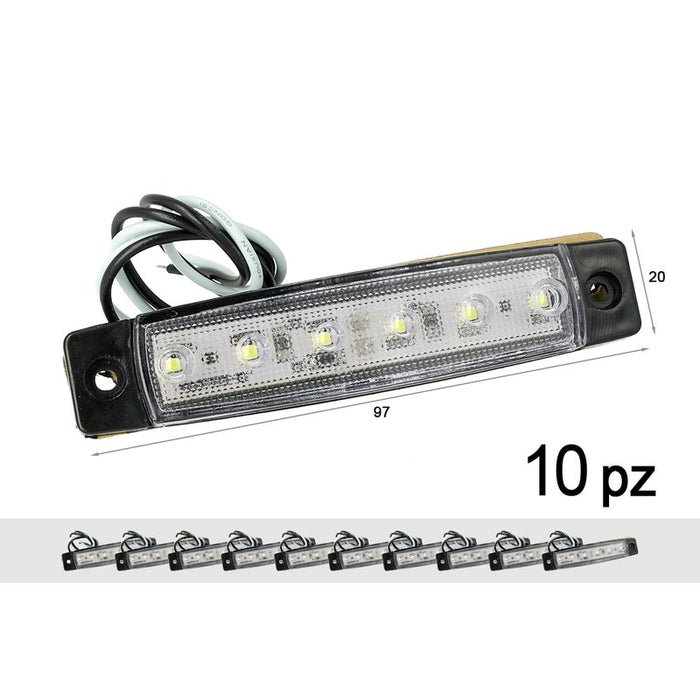 10 Pezzi Fanali Laterali LED 12V 24V Bianco Freddo Luce Cortesia Targa Camper
