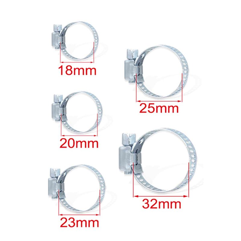 10 Pezzi Fascette Stringitubo Regolabili 18-32mm Acciaio Inossidabile 5 Misure