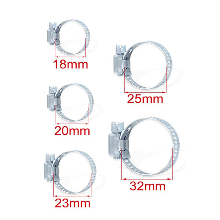 10 Pezzi Fascette Stringitubo Regolabili 18-32mm Acciaio Inossidabile 5 Misure