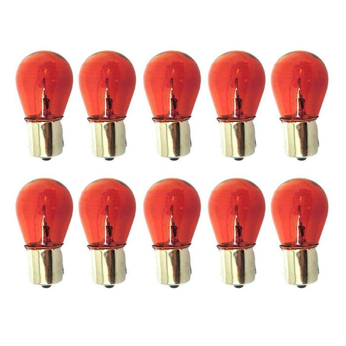 10 Lampade Alogene S25 PY21W 12V 21W BA15S Arancione Piedi Dritti Indicatori