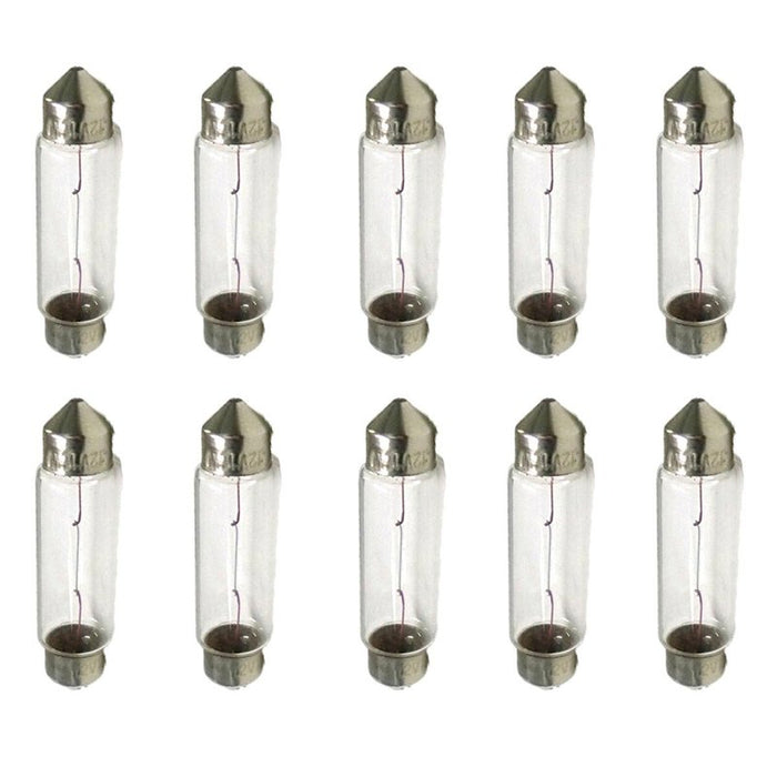 10 Lampade Alogene Siluro T11 C5W 12V 5W 36mm per Interni Auto e Luci Targa