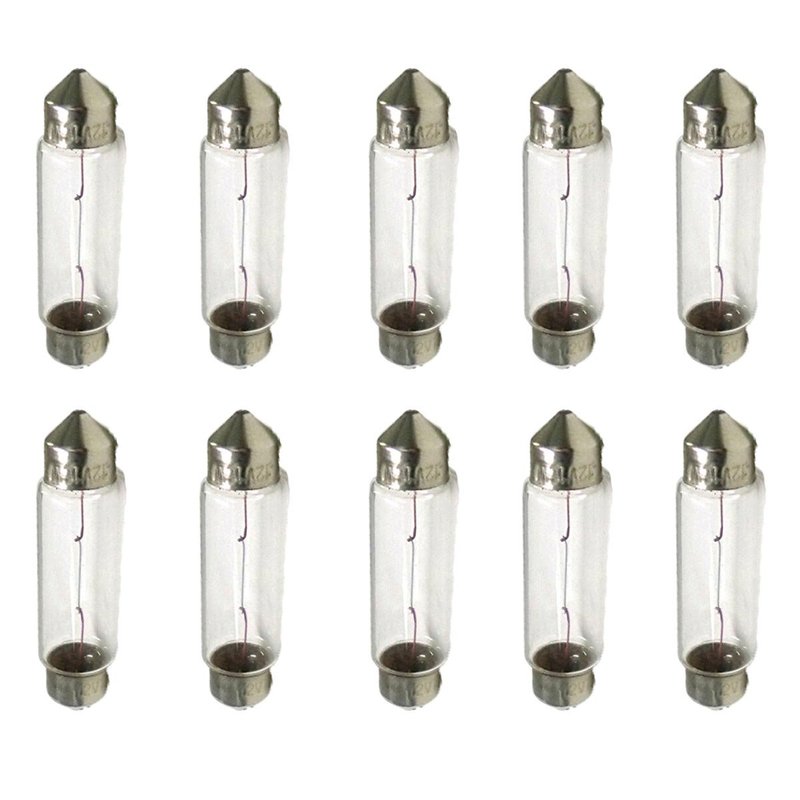 10 Lampade Alogene Siluro T11 C5W 12V 5W 36mm per Interni Auto e Luci Targa
