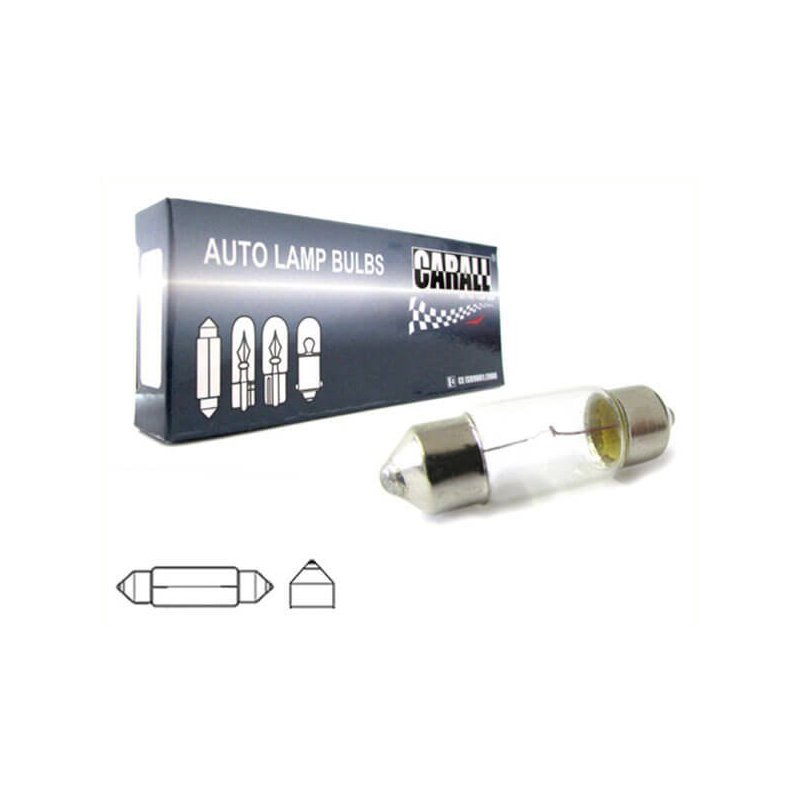 10 Lampade Alogene Siluro T11 C5W 12V 5W 36mm per Interni Auto e Luci Targa