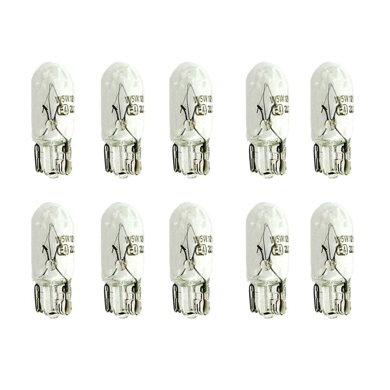 10 Lampade Alogene T10 W3W 12V 3W Tutto Vetro W2,1x9,5d per Interni Auto