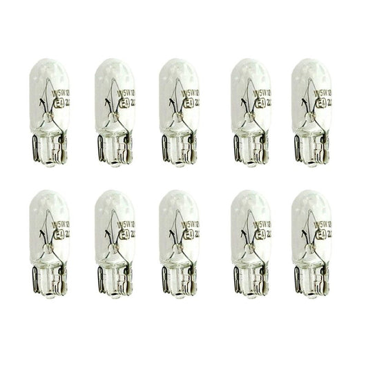10 Lampade Alogene T10 W3W 12V 3W Tutto Vetro W2,1x9,5d per Interni Auto