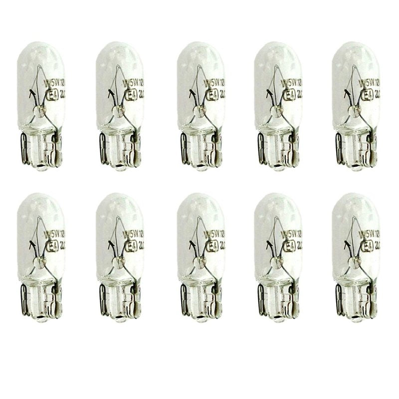 10 Lampade Alogene T10 W5W 12V 5W Tutto Vetro W2,1x9,5d per Auto Interni Targa