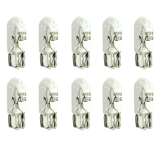 10 Lampade Alogene T10 W5W 12V 5W Tutto Vetro W2,1x9,5d per Auto Interni Targa
