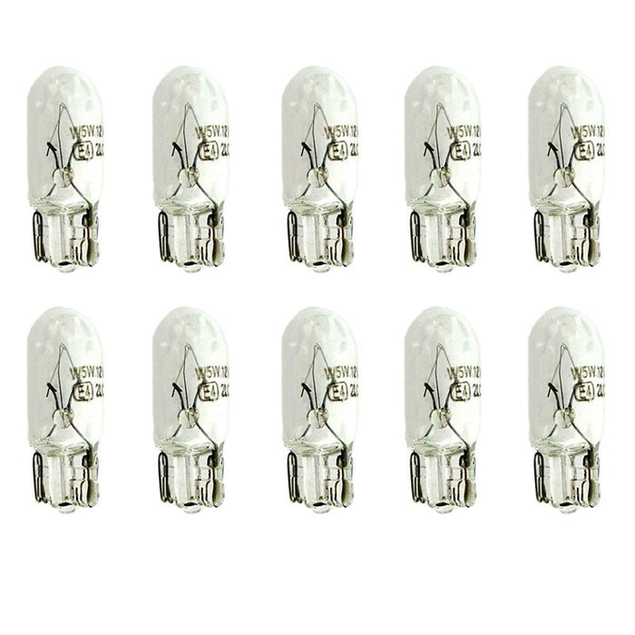10 Lampade Alogene T10 W5W 12V 5W Tutto Vetro W2,1x9,5d per Auto Interni Targa