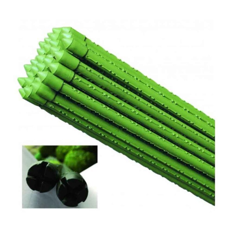 10 Pezzi Supporto Piante Rampicanti Bastone In Acciaio Plastificato Verde 1,1X116cm