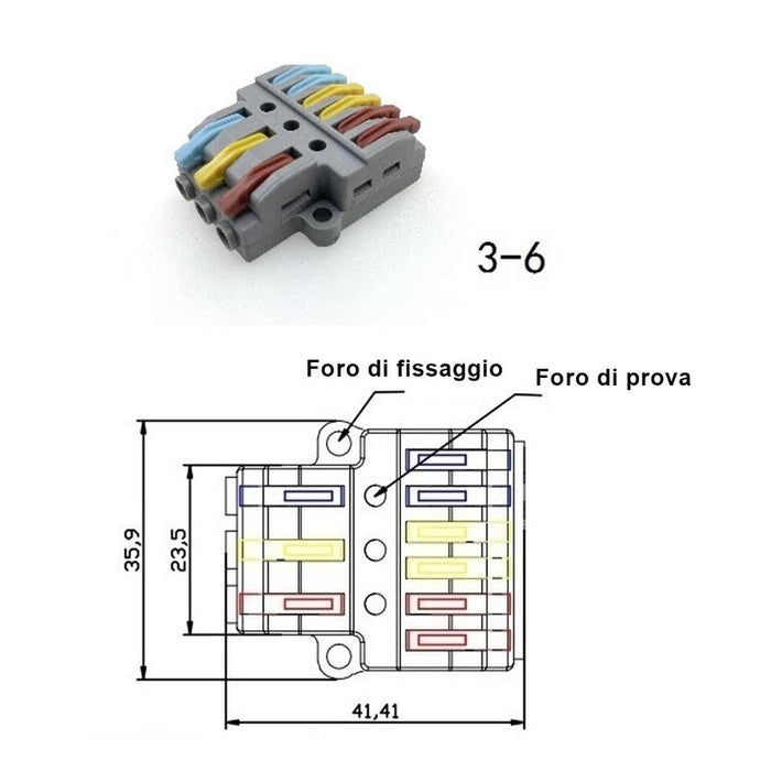 10 Sdoppiatore Elettrico Compatto Connettore Morsetto Elettrico Cavo Connettore 3P-6P