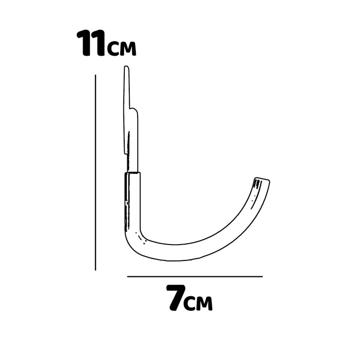Set J Small - 10 ganci da garage per carichi pesanti, ganci da parete curvi 7x11 cm, doppio braccio antiscivolo