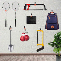 Set J Small - 10 ganci da garage per carichi pesanti, ganci da parete curvi 7x11 cm, doppio braccio antiscivolo