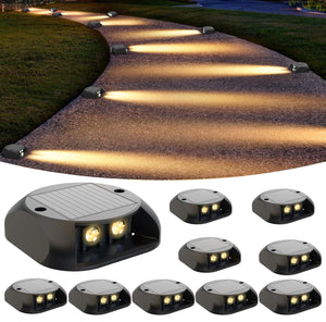 Confezione 10 faretti faretto segnapassi impermeabile IP54 crepuscolare batteria ad energia solare LED luce 3000K per esterno giardino viale scale