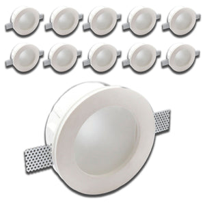 *STOCK* n.10 Portafaretto In Gesso Ceramico ad incasso Diametro 170 con Vetro 40W GU10 IP20